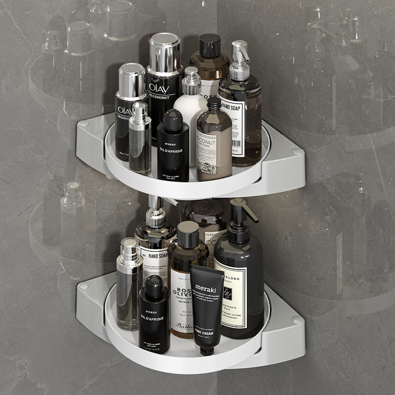 Wholesale Punch-Free Bathroom Corner Storage Rack Rotatable Storage Rack Toiletries Shampoo Shower Gel Turntable