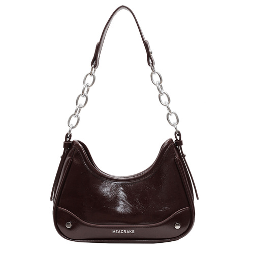 Women's bag cross-border new winter armpit bag French solid patent leather glossy high-end chain bag shoulder crossbody bag