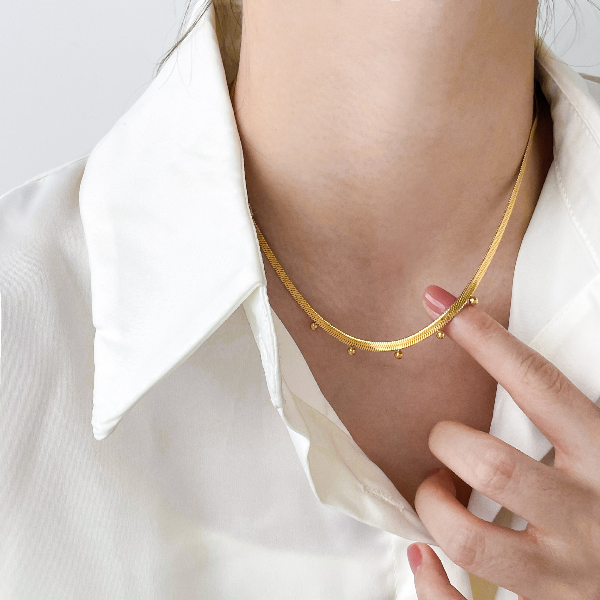 Titanium Steel Material Simple Style Heart Shape Solid Color Titanium Steel Plating Gold Plated Necklace