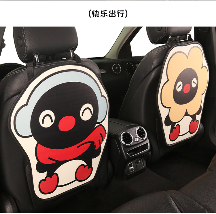 Penguin Cute Lady Cartoon Car Seat Back Anti-Kick Pad Universal Car Seat Anti-Stain Pad Anti-Dirt Pad for Back Seat
