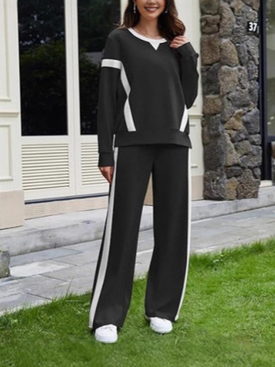 秋冬女式新款欧美休闲宽松时尚运动服舒适两件套装|undefined