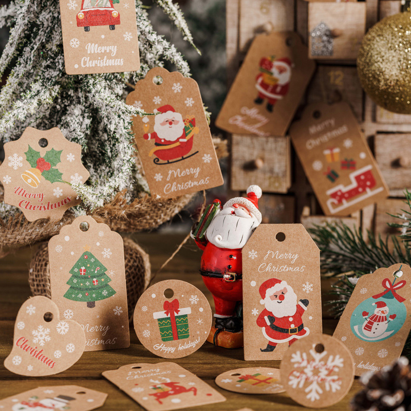 現物アマゾンのクリスマス装飾タグを厚くして、サンタクロースのクリスマスプレゼント装飾カードを印刷します。|undefined