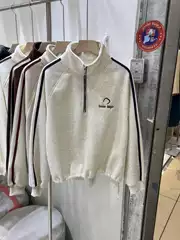 Women's Fall American Retro Letter Print Lightweight Half-Zip Hoodie, Loose Casual Top for Petite