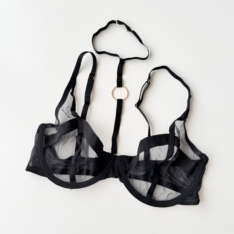 British Bella sexy ultra-thin lingerie black transparent halter neck mesh underwire anti-sagging bra British Bella sexy ultra-thin lingerie black transparent halter neck mesh underwire anti-sagging bra