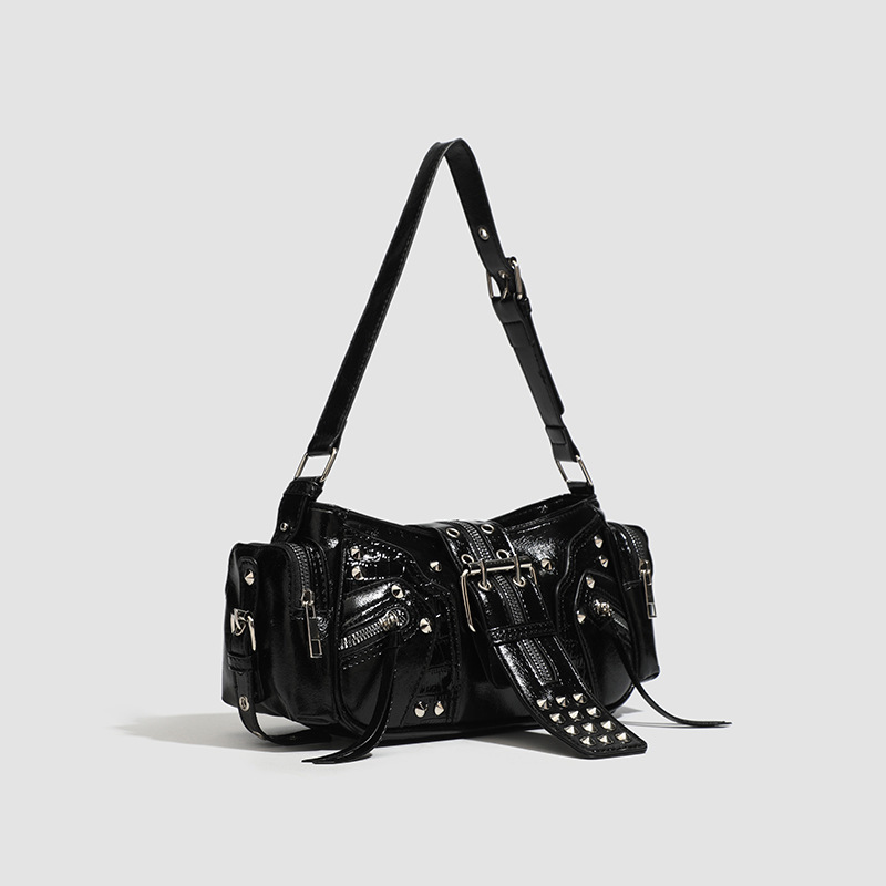 New European and American Retro Fashion Versatile Handbag Niche Design Hot Girl Y2K Single Shoulder Commuter Crossbody Motorcycle Bag