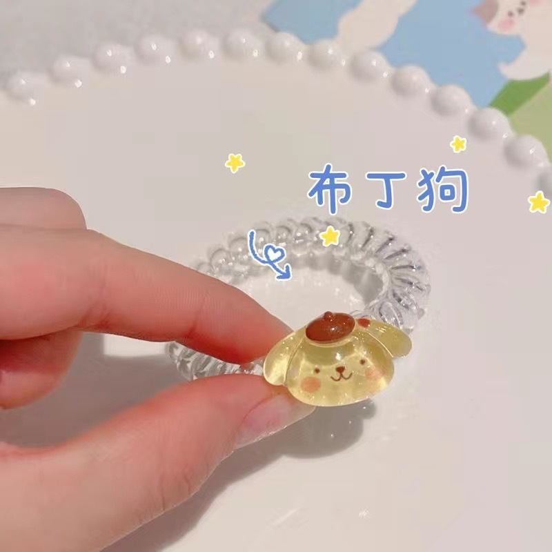 三丽鸥彩色电话线发圈情侣闺蜜卡通手链ins网红小皮筋发饰小清新|undefined
