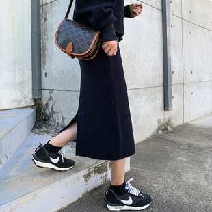 Pregnant women's skirt cored yarn knitted skirt mid-length versatile pregnant women's belly support skirt adjustable