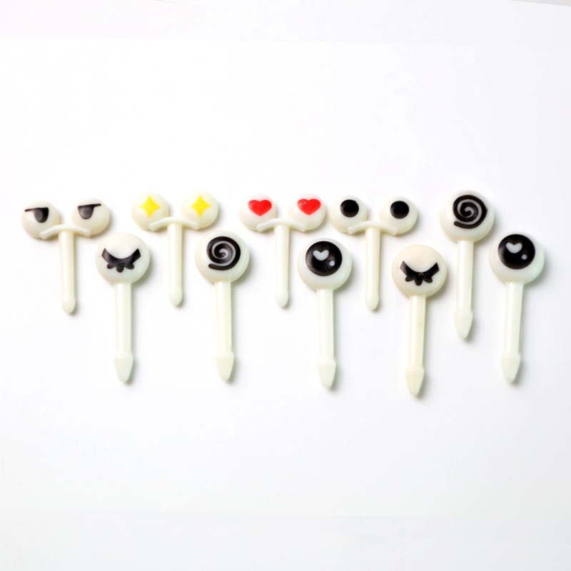 Cartoon japonés encantador tenedor de fruta transfronterizo venta caliente stick de fruta creativa decoración mini tenedor de fruta al por mayor