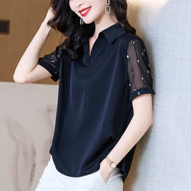 专柜正品桑蚕丝衬衫女2025新款时尚设计款中年妈妈气质优雅小衫潮