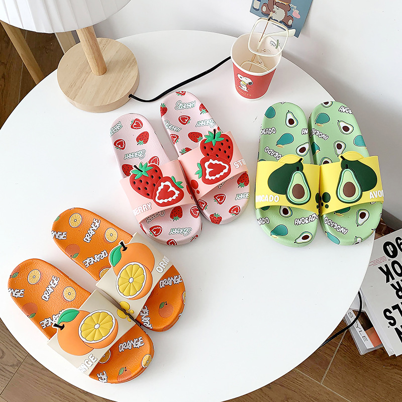现货拖鞋女士2021夏家居浴室卡通休闲水果室内一字凉拖鞋软底外穿