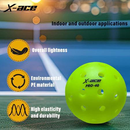 pro40 pickleball ball with holes for outdoor training, 40-hole molded pickleball ball for professional competition