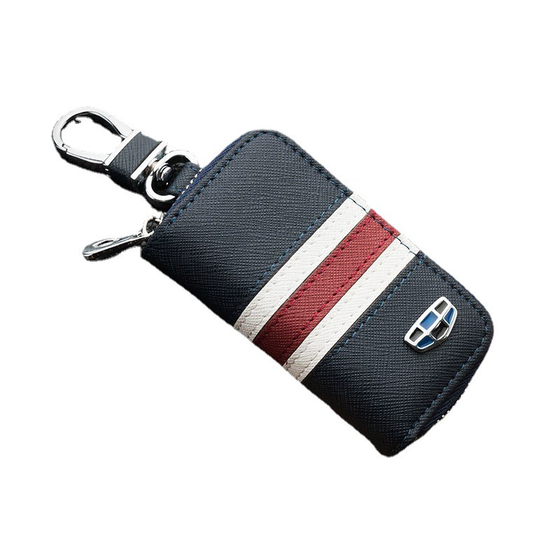 Car keys, modern key bag with zipper, three colors