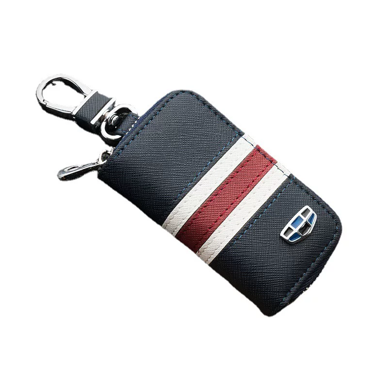 Car keys, modern key bag with zipper, three colors