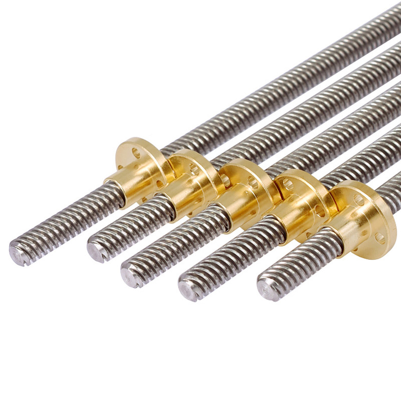 T8 Lead Screw 3D Printer Accessory Trapezoidal Stainless Steel Lead Screw Nut 8mm Lead Motor Rail Lead Screw Set