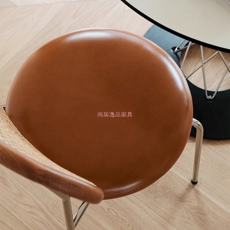 北欧奶油网红ins家用中古仿藤编椅简约阳台休闲靠背椅复古椅餐椅|undefined