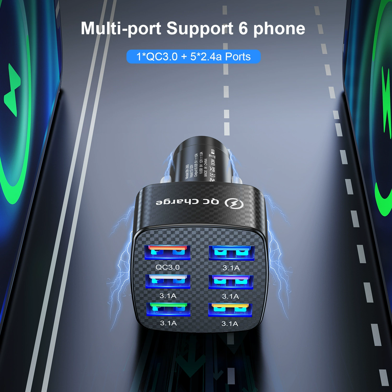Новый 6USB QC3.0 быстрая зарядка 15A6 порт автомобильного быстрого зарядника для зарядки мобильного телефона QC3.0