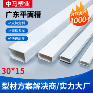 30*15mm Guangdong Flat Groove Pvc Trunking for Decoration and Building Materials, Surface-Mounted Wiring Duct, White Plastic Engineering Choice