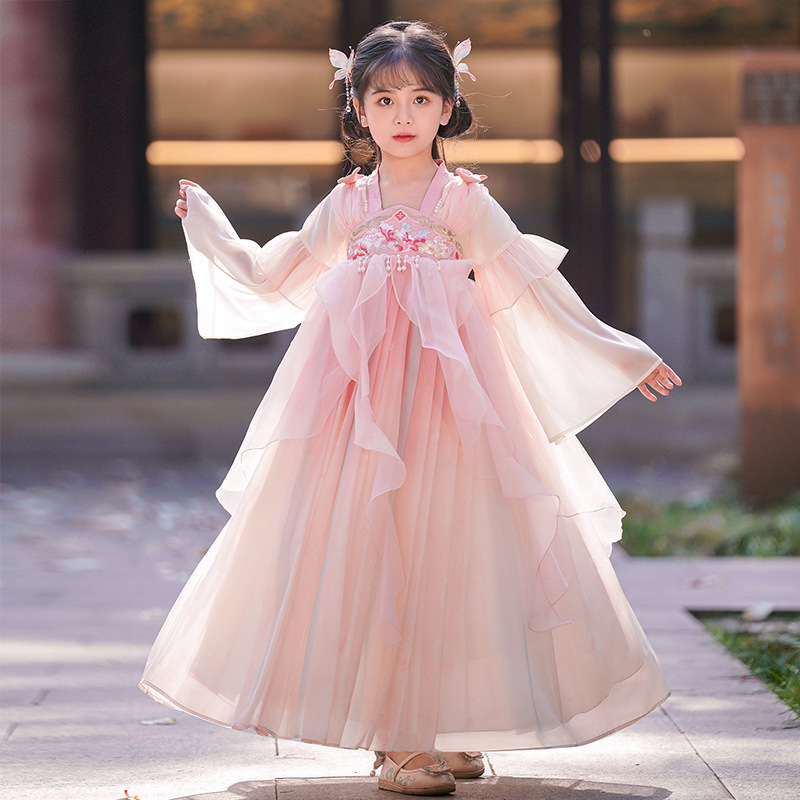 Girls Hanfu 2025 New Autumn dress Chinese Style Ancient Dress Embroidered Girls Princess Dress Children's Clothing
