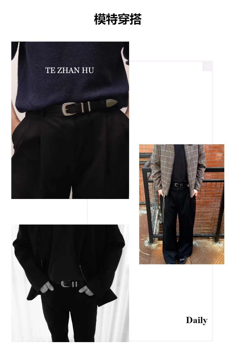 Men's belt made from top-layer pure cowhide with simple silver buckle, premium genuine leather belt, fashionable and stylish unisex waist belt.
