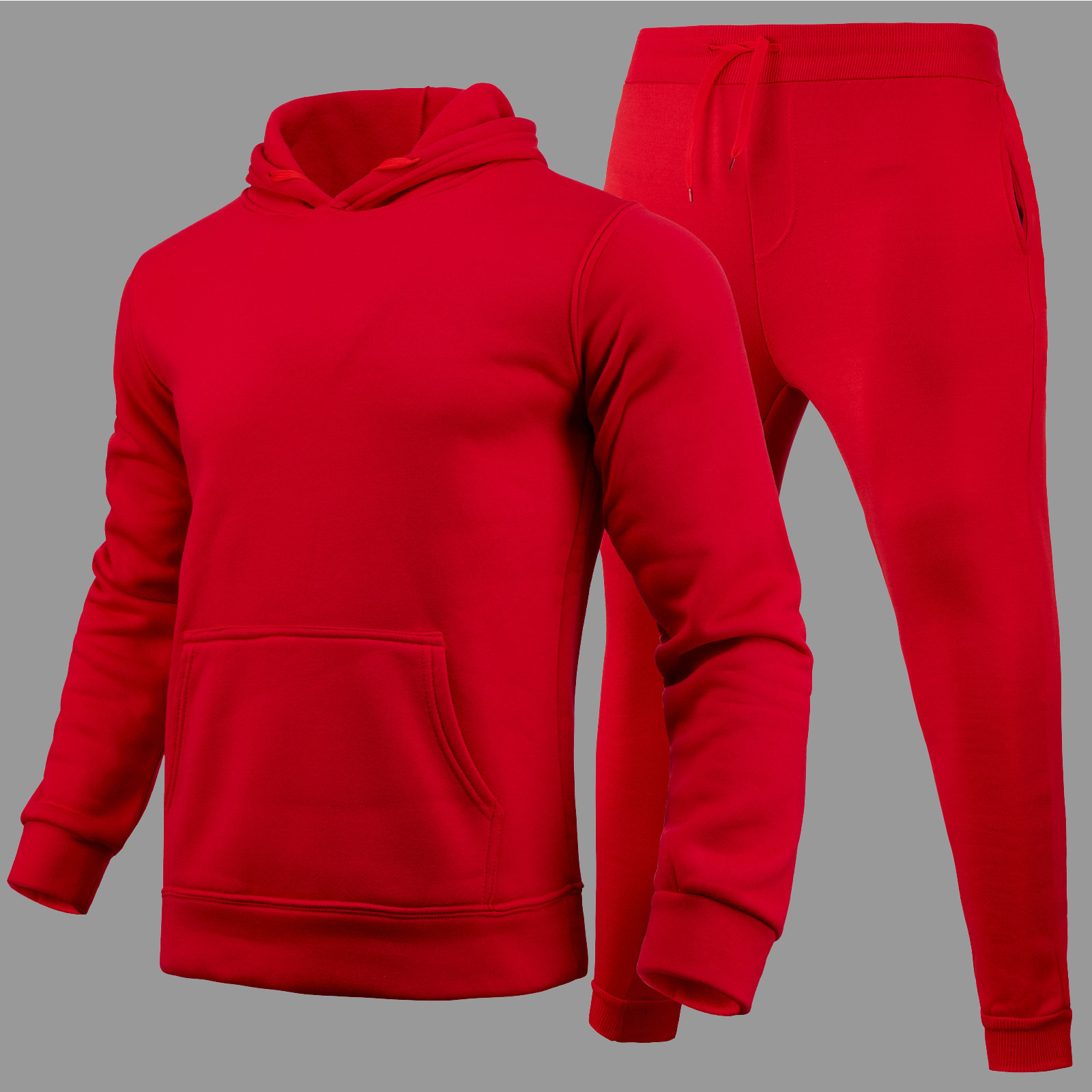 2024 Noul set de pulover sport cu pulover de culoare solidă Hanorac pentru bărbați din lână_voghion.com