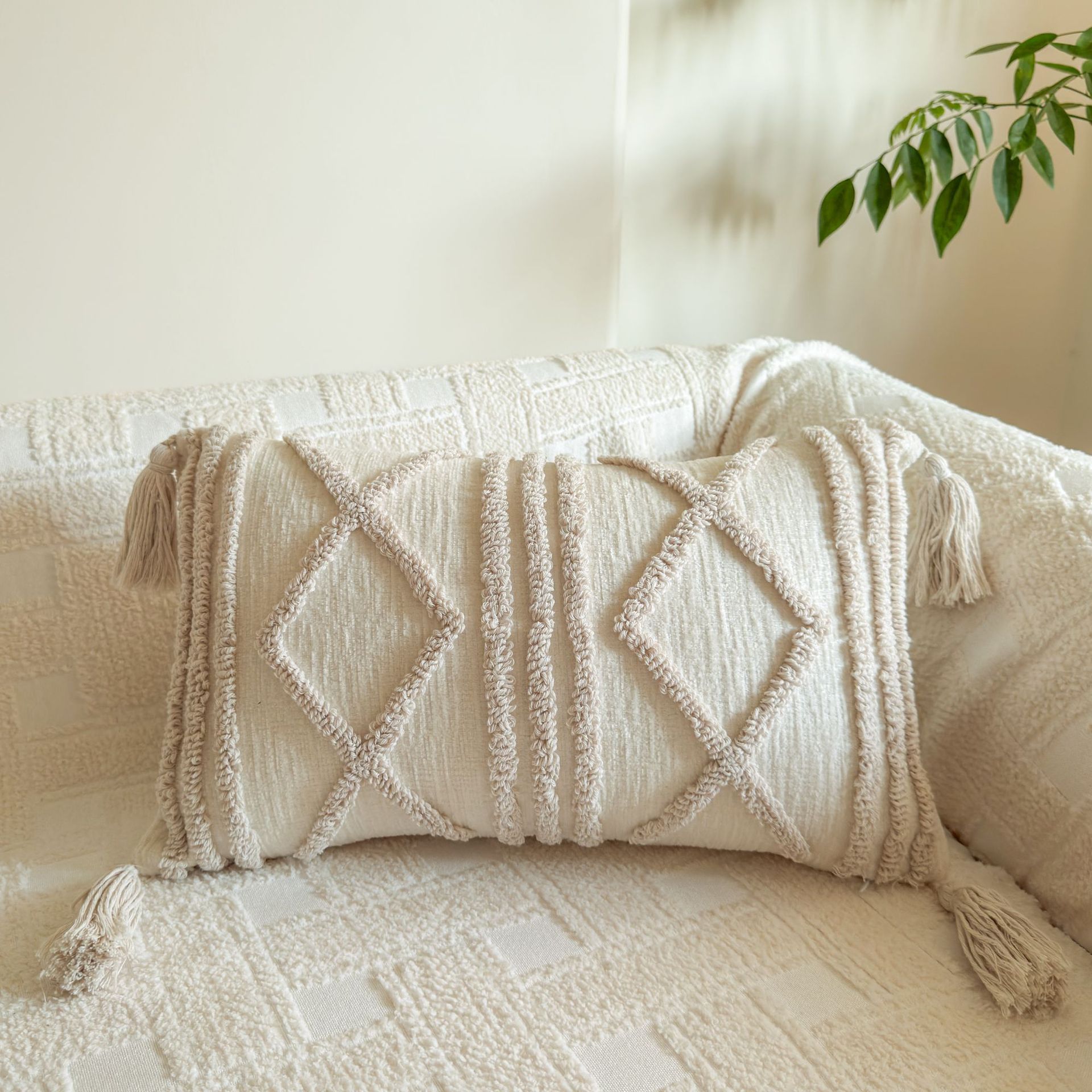 Nórdico inswind almohada simple versátil sala de estar sofá cojín dormitorio ventana flotante cabeza de cama respaldo cojín almohada cubierta