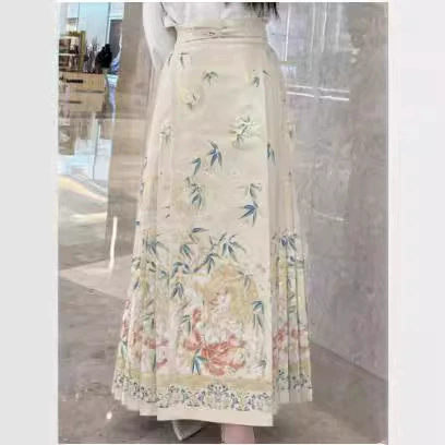 Новый [Девятихвостый лис · Бамбуковая тень] Оригинальная юбка с конским лицом, женская весенняя и летняя модель, костюм национального стиля