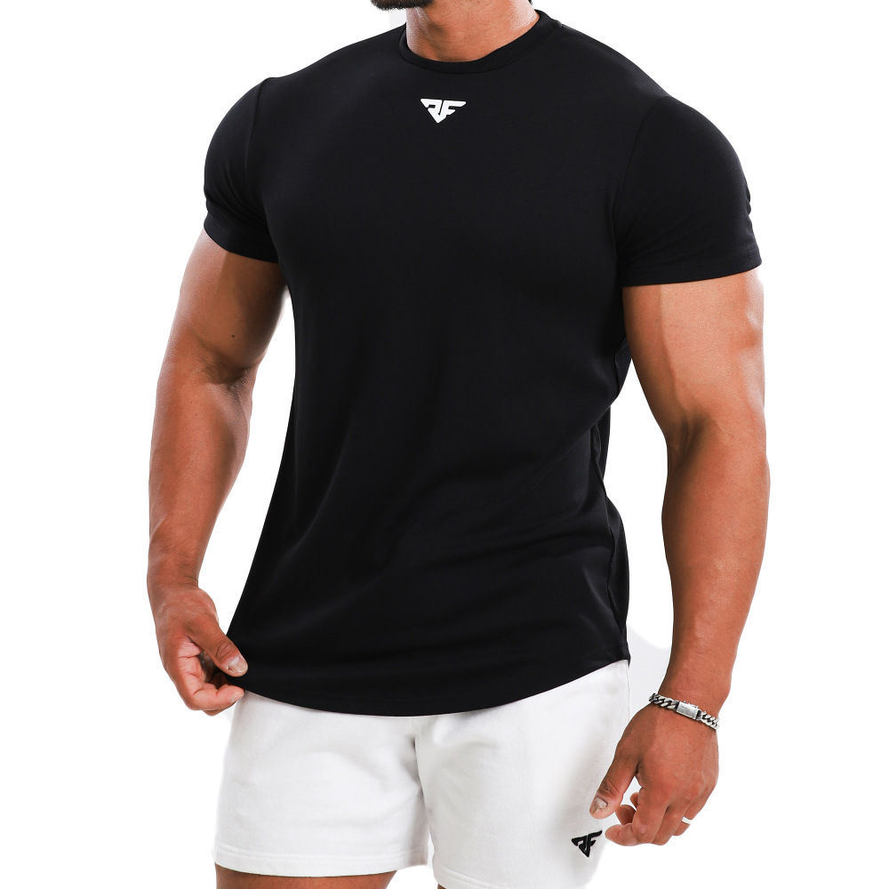 Muscle Spring and Summer Men's Brothers Sports Leisure Running Fitness Clothes Training Slim-fit Stretch Cotton Korean Short-sleeved T-shirt