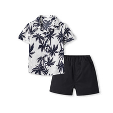 夏威夷儿童衬衫套装夏季休闲短袖衬衣松紧带短裤男童花衬衫两件套