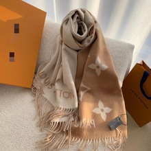 大牌同款羊绒GG围脖长款秋冬季保暖黑灰羊毛B家字母围巾时尚披肩