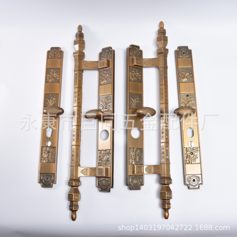 Jutong Plum Orchid Bamboo and Chrysanthemum Door Handle Golden Apple Cast Aluminum Iron Handle Imitation Copper Non-standard Double Layer Large Handle Wholesale