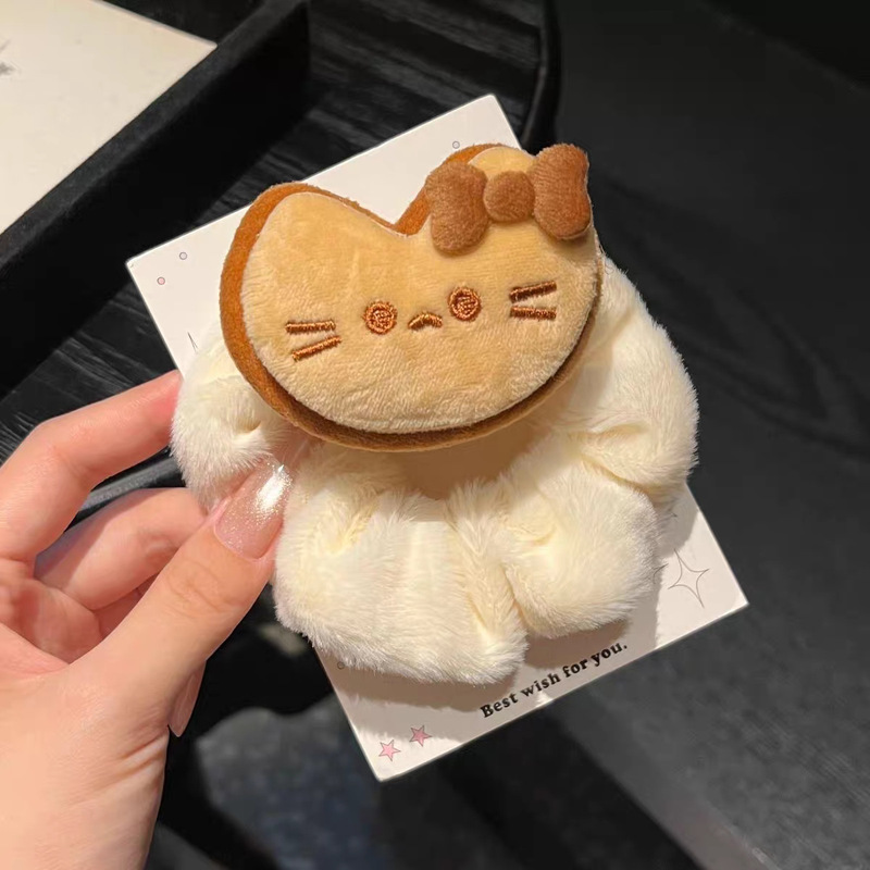 可爱猫咪小鱼毛绒发圈少女心卡通超萌猪大肠圈低马尾头绳发饰学生|undefined