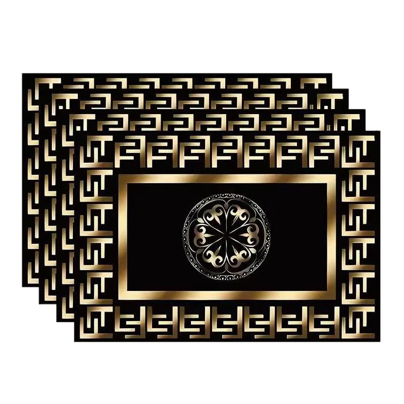 Nuevo poliéster cáñamo temu venta caliente oro negro mármol mantel moderno arte flor mantel restaurante decoración de la cocina