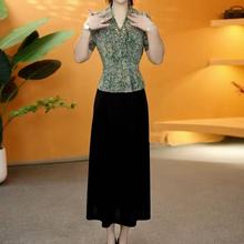 一件代发2025夏季新款弹力复古盘扣假两件连衣裙妈妈装拼接显瘦女