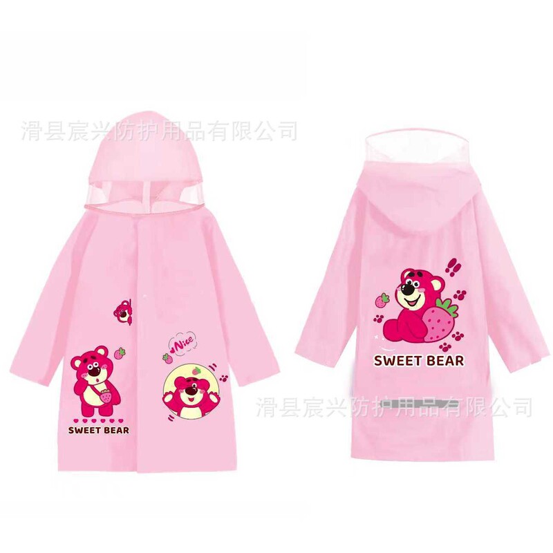 New TPU wholesale cartoon raincoat for primary school students, boys and girls, with large transparent brim and backpack New TPU wholesale cartoon raincoat for primary school students, boys and girls, with large transparent brim and backpack