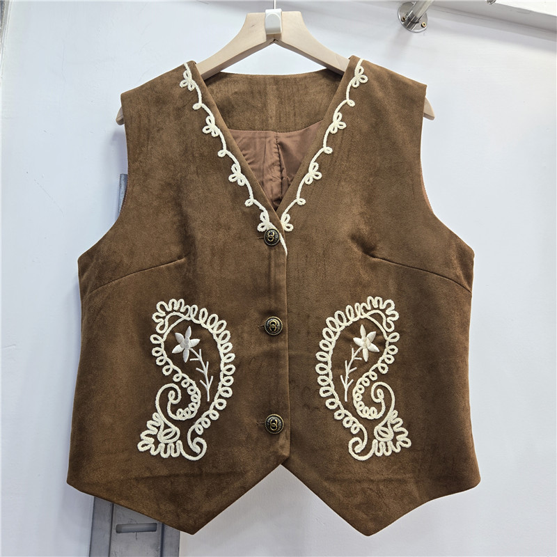 Retro estilo nacional sin mangas chaleco de mujer 2025 otoño nuevo cuello en V bordado suelto delgado chic cardigán superior image 1