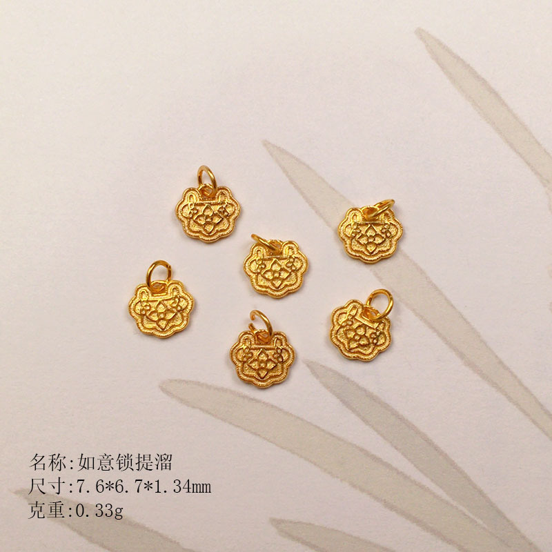S925 Silver Gold-Plated Flower-Shaped Pendant with Five Wealth Gods Round Charm, DIY Handmade Spacer Beads for Bracelet Accessories