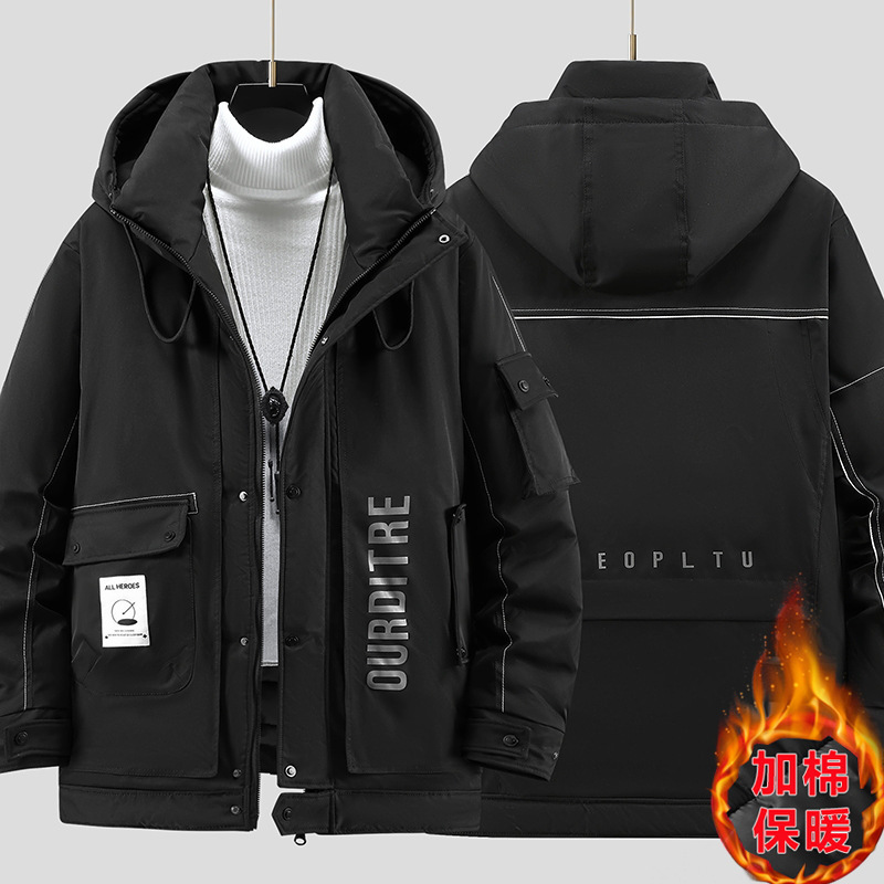 Winter New Oversized Thick Cotton Long Multi-Pocket Workwear Hooded Fashion 150kg Trend Winter New Oversized Thick Cotton Long Multi-Pocket Workwear Hooded Fashion 150kg Trend