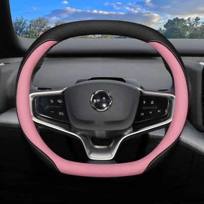 Steering wheel cover, steering wheel cover 24 - volvo-ex30-double-d-type-black-pink-ultra-thin-model-other