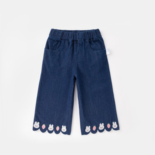 2025 New Children's Jeans Spring and Autumn All-match Flared Pants Baby Girl Western Style Pants 5005 Casual Wide Leg Pants