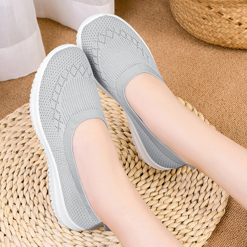 Shoes for women 2025 new style foreign trade women's shoes breathable fly weave shoes soft bottom cross-border large size canvas shoes casual mom shoes 