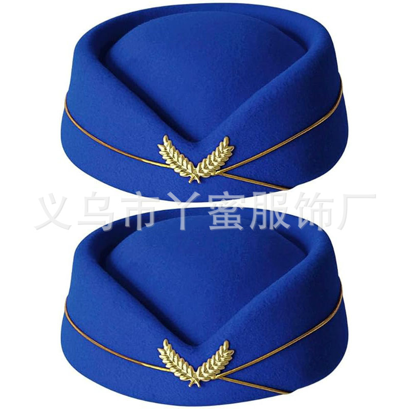 Sombrero de asistente de vuelo azul real de 2 piezas