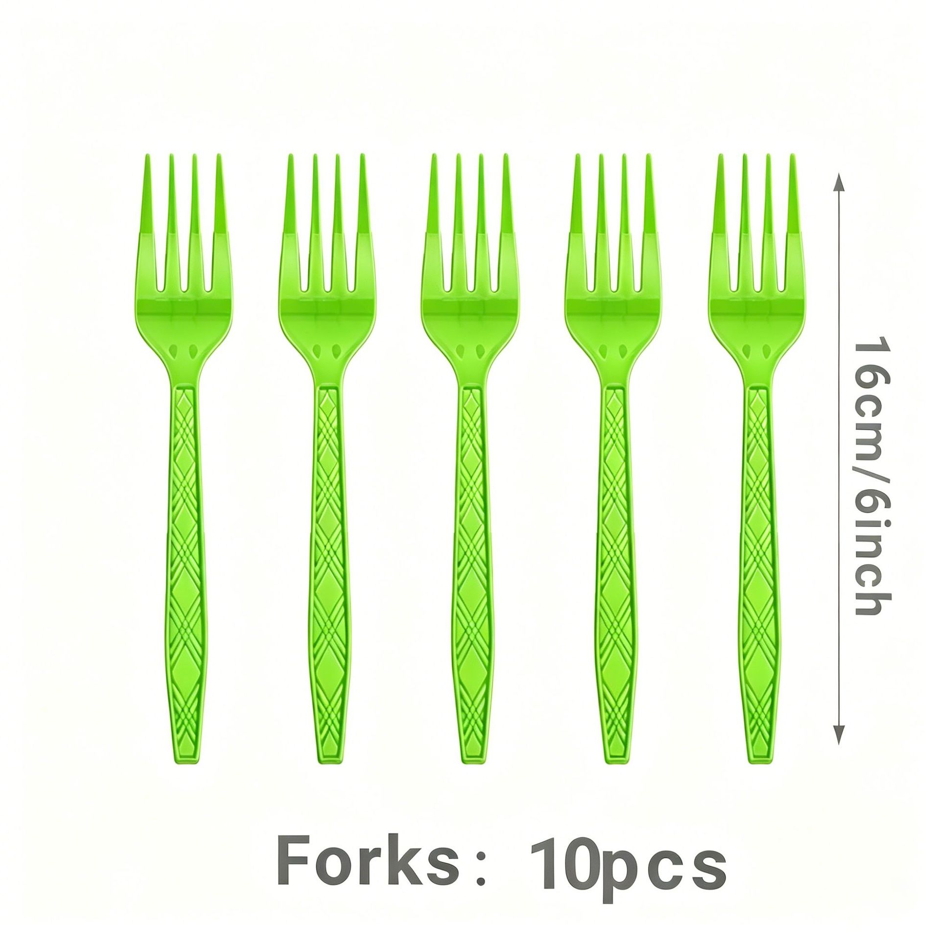 Tenedor verde de fruta (10 piezas / paquete)