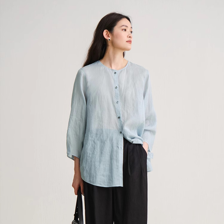 100 Ramie Sea Breeze Sunscreen Shirt Summer Casual Artistic All-match Shirt Jacket Women