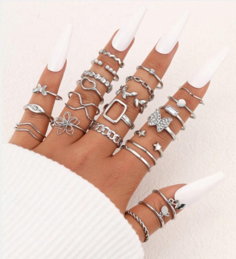 Guoxiu europeo y americano transfronterizo venta caliente mariposa amor abierto multi-conjunto anillo 22 piezas conjunto pulsera temperamento de la moda de las mujeres