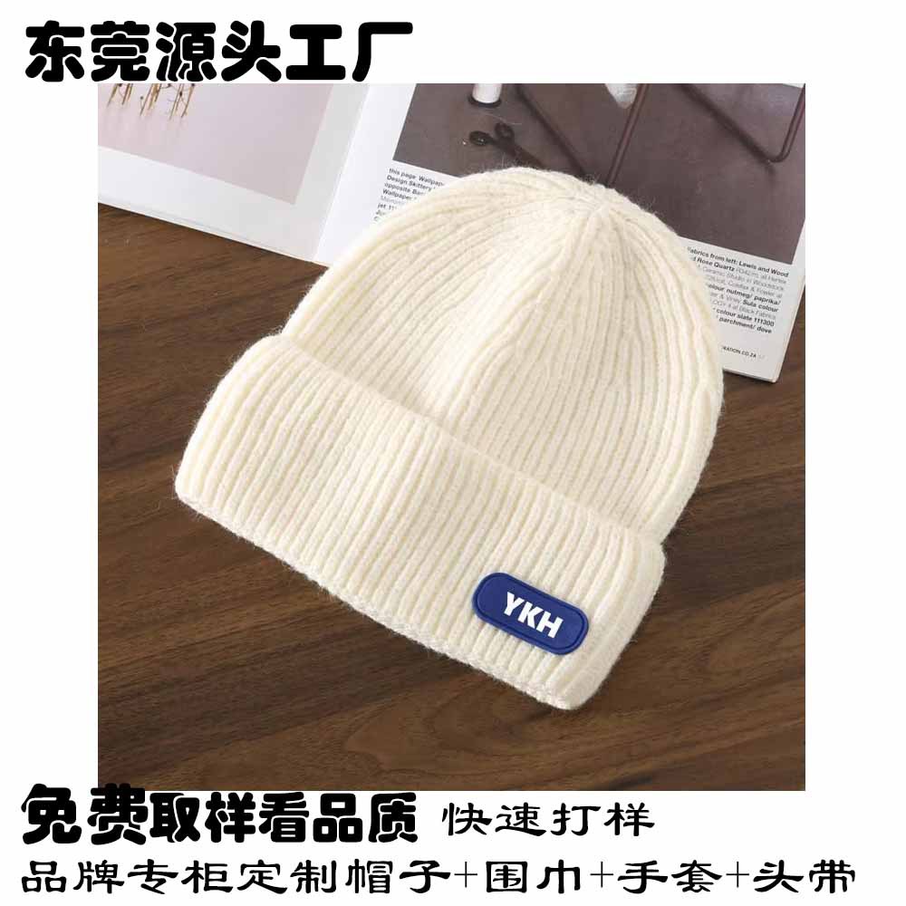 品牌授权工厂 韩版休闲百搭贴标毛线帽秋冬男女保暖显脸小针织帽