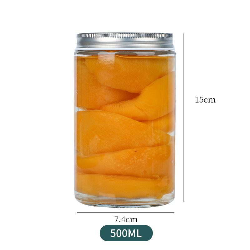Botella de almacenamiento recta sellada puede botella engrosada transparente mermelada de vidrio botella de miel al por mayor encurtidos sub-botella