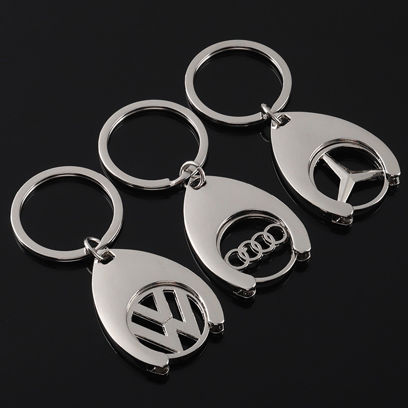 Cross-border Mercedes-Benz Volkswagen Audi car logo metal keychain supermarket cart token coin key ring pendant