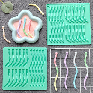 Big and Small Caterpillar Chocolate Silicone Mold DIY Funny Party Worm Caterpillar Gummy Mold Scraper 833