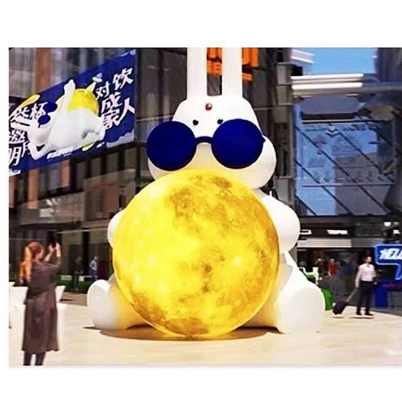 6m 달을 안고 있는 풍선 옥 토끼 두꺼운 버전(조명 + 공기 펌프 포함)