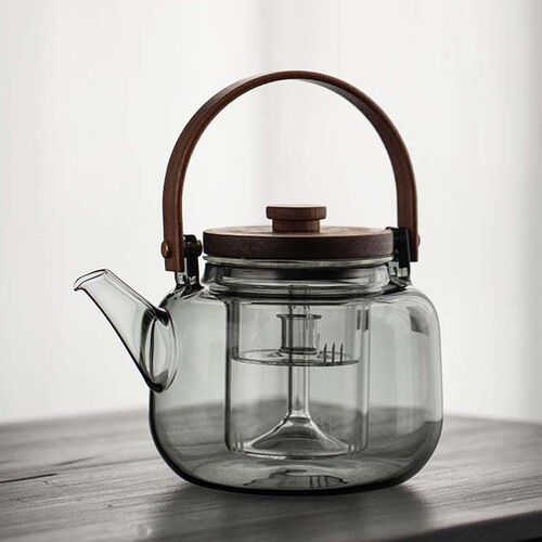 Walnut glass steaming teapot lifting beam kettle steaming dual-purpose teapot Japanese-style open fire electric ceramic stove heating bubble